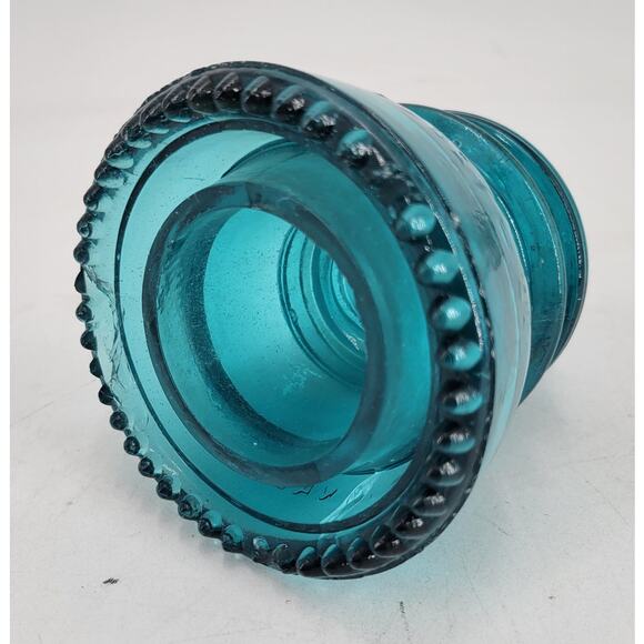 CD 154 Hemingray 42 Hemi Blue Antique Glass Telegraph Insulator Striations - Picture 9 of 9